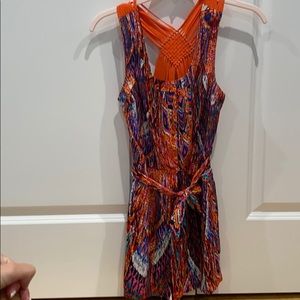 Bebe size 00 multicolor romper (worn once)